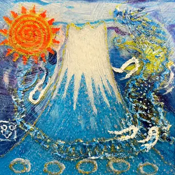 上野一郎《富士與龍》No.20003，20×20 cm